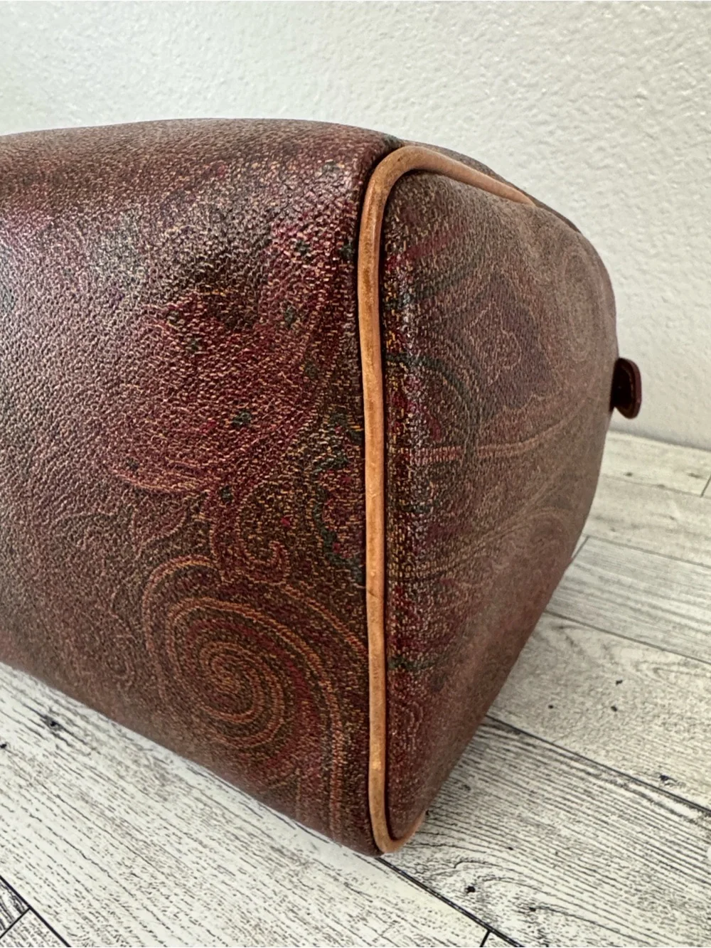 Etro Milano Classic Paisley Satchel with Tan Leather Handles